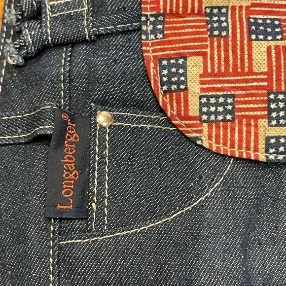 Longaberger Girls Denim Lined Backpack/Purse/ Zip, Pockets, And Straps
